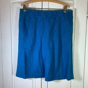 J.Jill Petite Linen Skirt Elastic Waist Pockets Teal Blue‎ Women's Medium M